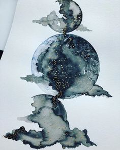 a drawing of the earth with stars and clouds on it