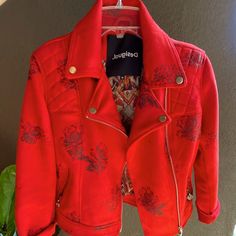 Been Worn Twice, Almost Brand New. Red Long Sleeve Biker Jacket For Winter, Red Casual Long Sleeve Biker Jacket, Casual Red Long Sleeve Biker Jacket, Casual Red Winter Biker Jacket, Red Casual Biker Jacket For Winter, Size 4, Jackets & Coats, Jackets For Women, Brand New