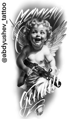 Cherub Tattoo Designs, Tattoo Sketch Art, Arm Tattoos Drawing, Sick Drawings, Big Cat Tattoo, Tattoo Angel, Chicanas Tattoo, Cherub Tattoo, Mexican Art Tattoos