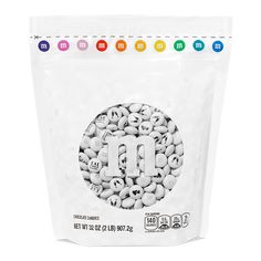 a bag of m & m's on a white background