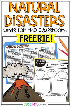 Teaching about natural disasters has never been so fun! Check out these natural disaster units for the elementary classroom as well as the natural disasters worksheets freebie! Learn about earthquakes, volcanoes, hurricanes, tornadoes, blizzards, and more. Natural Disasters Anchor Chart, Natural Disasters Coloring Pages