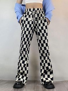 ⚡️Buy Checkered High Waist Flare Leg Pants Black M under $37.00 in Pants Online. Style: Casual, Street Color: Black Main Material: Polyester, Spandex Fit Type: Regular Design: High Rise Waistline, Functional Pockets, Elasticated Waistband, Checkered Print Detail. ✓2022 NEW YEAR SALE | $10 OFF OVER $75 CODE: NY1 I $25 OFF OVER $125 CODE: NY2 | $35 OFF OVER $215 CODE: NY3✓Free Shipping on all orders over $69 USD.. Check reviews and order Checkered High Waist Flare Leg Pants today.