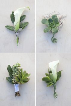 wedding bouquets made with flowers and succulents