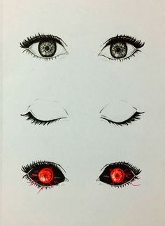 an eye with red eyes and black lashes is shown in this drawing by artist mark stewart