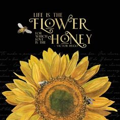 a yellow sunflower with the words life is the flower for which honey is the best