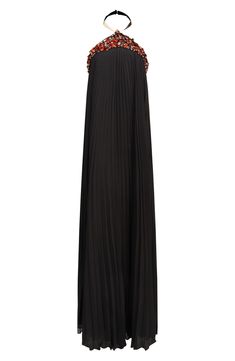 An abundance of embellishments at the top lend touchable texture and shine to a glamorous floor-length gown in flowing pleated chiffon. 64" length (size 8) Clasps at neck; hidden back-zip closure Halter neck Sleeveless, with cutaway shoulders Lined 100% polyester Dry clean Imported Pleated Pre-draped Maxi Dress For Gala, Floor-length Pleated Dress For Evening With Pleated Back, Floor-length Pleated Bodice Dress For Party, Pleated Pre-draped Maxi Dress For Evening, Floor-length Pleated Dress For Party, Floor-length Pleated Dress For Evening, Elegant Floor-length Evening Dress With Accordion Pleats, Gala Pleated Floor-length Maxi Dress, Floor-length Pleated Bodice Evening Dress