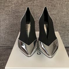 Givenchy Metallic Show Pumps, Size 40. Never Worn. Purchased From Barneys New York For $850. I Will Accept All Reasonable Offers. Details & Care Elastic Panels Around The Topline Deliver A Sleek Fit In This Pointy-Toe Pump Made From Liquid-Shine Metallic Leather. 3 3/4" (95mm) Heel (Size 38.5) Textile And Leather Upper And Lining/Leather Sole Luxury Metallic Silver Pointed Toe Heels, Luxury Silver-studded Pointed Toe Heels, Givenchy Shoes, Metallic Silver Pointed Toe Heels With 4-inch Heel, Barneys New York, Metallic Leather, Black Silver, Givenchy, Shoes Women Heels