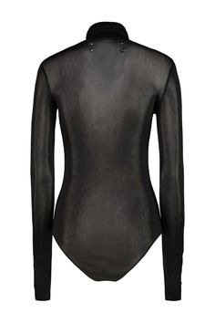 Maison Margiela body in viscose jersey, high neck and long sleeves with cuffs. On the back the Four stitches logo. GTIN code: S51NAO1O4 S24468 Elegant High Neck Elastane Bodysuit, Elegant High Neck Bodysuit In Elastane, Elegant Evening Bodysuit With High Neck, Elegant Turtleneck Bodysuit For Parties, Elegant Turtleneck Bodysuit For Night Out, Sleek Long Sleeve Bodysuit For Night Out, Elegant Turtleneck Bodysuit For Workwear, Elegant High Neck Bodysuit For Work, High Neck Elastane Bodysuit For Party