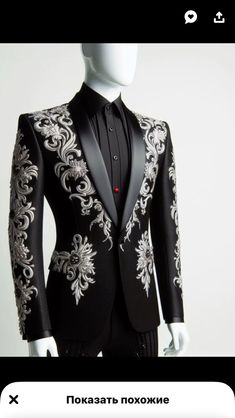 Luxury Embellished Tuxedo For Parties, Luxury Embroidered Formal Tuxedo, Elegant Embroidered Tuxedo, Elegant Embroidered Semi-formal Tuxedo, Luxury Embroidered Semi-formal Tuxedo, Character Fashion, Fancy Clothes, Mens Fashion Blazer, Dress Suits For Men