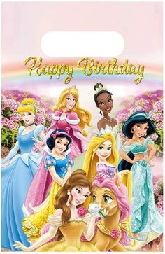 a birthday card with princesses on it