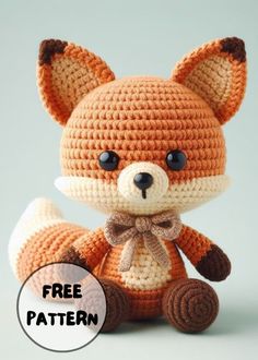 a crocheted stuffed animal is shown with the text free pattern on it,