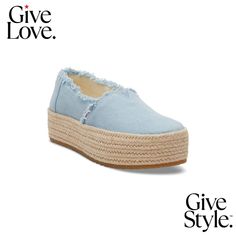 in stock Espadrilles Shoes, Rope Wrapped, Slip On Espadrilles, Platform Espadrilles, Washed Denim, Colored Denim, Pastel Blue, Denim Wash, Womens Flats