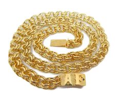 CHINO LINK 10k SOLID YELLOW GOLD CHAIN (TEJIDO CHINO). CHAIN IS ABOUT 24″ INCHES LONG OF 10K SOLID YELLOW GOLD APPROXIMATELY 100.0 GRAMS THE CHAIN IS 100% HANDMADE AND MANUFACTURED BY US HERE IN THE USA. WE HAVE BEEN IN THE JEWELRY BUSINESS FOR MORE THAN 36 YEARS. PLEASE JUDGE BY THE PICTURES. IF ANY QUESTIONS FEEL FREE TO ASK. Chino Link Chain, Linking Rings, Yellow Gold Chain, Jewelry Business, Solid Yellow, Quince, Gold Chain, Chains Necklace, Gold Chains