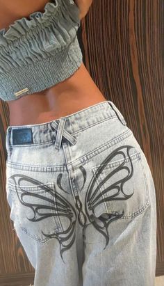 Denim Butterfly, Butterfly Jeans, Graphic Jeans, Ropa Upcycling, Being A Princess, Shop Poster