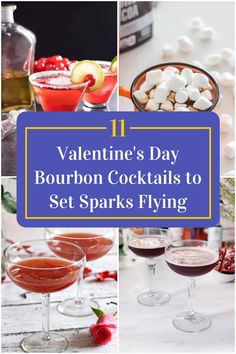 Collage of 4 valentine's day bourbon cocktails. Best Bourbon, Bourbon Cocktail Recipe, Bourbon Cocktail, Best Bourbons, Bourbon Cocktails, Delicious Drinks, Cocktail Drinks