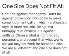 an ad with the words one size does not fit all on it, and there is a