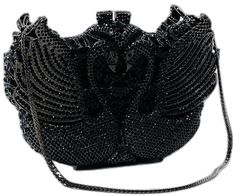 Luxury Black Shoulder Bag For Events, Black Luxury Shoulder Bag For Events, Glamorous Black Rhinestone Shoulder Bag, Formal Black Embellished Bags, Black Rhinestone Shoulder Bag For Events, Black Embellished Formal Bag, Black Rhinestone Clutch For Night Out, Black Clutch Bag With Rhinestones, Glamorous Black Shoulder Bag With Rhinestones