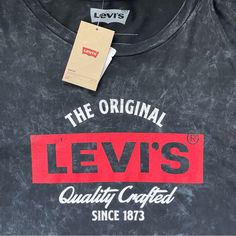 Levi's Men's Quality Crafted Since 1873 Long Sleeve T-Shirt Size: Xxl Brand New Levi's Graphic Print Crew Neck Tops, Levi's Logo Print Crew Neck Top, Levi's Black Graphic Print Top, Levi's Black Casual T-shirt, Vintage Levi's Cotton Tops, Levi's Black Short Sleeve T-shirt, Levi's Black Short Sleeve Tops, Levis T Shirt, Levis Shirt