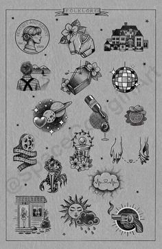 an old school tattoo flash sheet