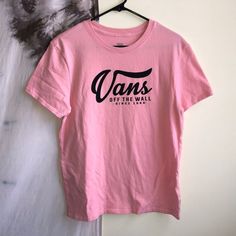 Vans “Off The Wall” Pink T-Shirt Baby Pink With Black Detail Soft Casual Tee Great Condition- Looks And Feels Brand New Women’s Size Medium Pink Letter Print Tops For Streetwear, Pink Tops With Letter Print For Streetwear, Pink Crew Neck Top For Streetwear, Pink Crew Neck Top With Text Print, Spring Pink T-shirt With Logo Print, Vans Letter Print T-shirt For Summer, Vans Cotton Tops For Spring, Vans Graphic Tee For Summer, Vans Summer Graphic Tee Tops