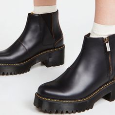 Dr. Martens, 5, 6, 7, 11 (Us Size), 3, 4, 5, 9 (Uk Size), Black Vintage, New With Box: A Brand-New, Unused, And Unworn Item (Including Handmade Items) In The Original Packaging (Such As The Original Box Or Bag) And/Or With The Original Tags Attached, And Leather. A Retro Version Of Our Signature Smooth Leather With Subtle Grained Effect And Contrast Base Colour. Leather: Smooth Cowhide Slip-Resistant Pvc Airwair Sole Signature Welt Stitching Branded Pull-Tab At Heel Platform Profile Zip Closure Dr Martens Rometty, Red Heel Boots, Doc Martins Boots, Black Patent Leather Boots, Platform Chelsea Boots, Heeled Chelsea Boots, Patent Leather Boots, Steel Toe Work Boots, Black Platform Boots