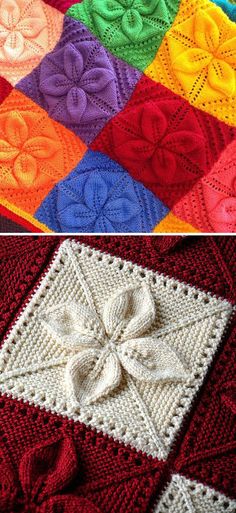 there is a crocheted blanket that has been made with different colors