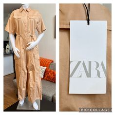 Nwt Zara Gabardine Utility Jumpsuit With Pockets. Size Xs. 100% Cotton. Step Into Effortless Style With This Zara Utility Jumpsuit. The Beige Hue, Combined With Practical Pockets And An Elastic Waist, Offers Both Fashion And Function. Perfect For Everyday Wear Or A Chic Casual Outing. Short Sleeves , Snap Front Closure Elastic Waist For Comfort Functional Pockets Beige Color Made From Durable Fabric Comes From A Smoke And Pet Free Home. Chic Zara Jumpsuits And Rompers With Pockets, Zara Jumpsuits And Rompers With Pockets, Elegant Zara Jumpsuits And Rompers With Pockets, Trendy Beige Workwear Jumpsuits And Rompers, Zara Beige Jumpsuits And Rompers For Work, Zara Beige Jumpsuit For Workwear, Zara Jumpsuits And Rompers With Pockets For Spring, Trendy Beige Jumpsuits For Work, Zara Fitted Short Sleeve Jumpsuit