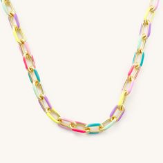 14k gold plating over sterling with acrylic overlay 13 inches with 2 inch extender Multicolor Necklaces With Gold Chain For Gift, Multicolor Enamel Jewelry With Lobster Clasp, Adjustable Multicolor Enamel Necklace, Multicolor Paperclip Chain Jewelry For Gifts, Multicolor Paperclip Chain Necklace As Gift, Multicolor Paperclip Chain Necklace Gift, Multicolor Paperclip Chain Necklace For Gift, Colorful Choker, College Jewelry