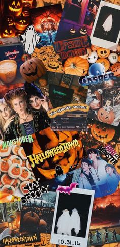 a collage of halloween stickers and pictures