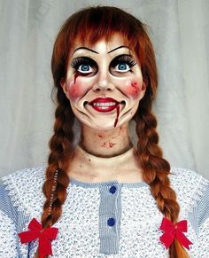 Annabelle Halloween, Comic Makeup, Halloween Costumes Women Scary, Halloween Sfx, Pelottava Halloween, Spooky Makeup, Makeup Zombie