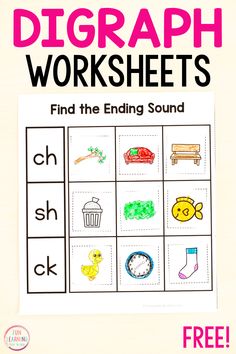 a printable worksheet for the beginning sound game diggraph worksheets