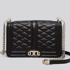 Nwt Rebecca Minkoff Love Medium Quilted Leather Crossbody - 100% Authentic Guaranteed! Color: Black W/ Goldtone Hardware New With Tags Attached, Never Been Used, Comes With Dust Bag! Genuine Leather Approximately 10" Wide X 3" Deep X 6" Tall Adjustable And Detachable Strap Can Be Worn Cross-Body (~22" Drop) Interior Zip Pocket And Slip Pockets Fabric Lining Dust Bag Included **Model Photos Are For Size Reference Only Price Is Firm. No Offers, No Trade, Thanks! Check Out Our Boutique For More New Black Luxe Leather Bag, Black Leather Luxe Bag, Rectangular Leather Shoulder Bag For Night Out, Black Soft Leather Bag For Night Out, Black Flap Bag For Everyday Luxury, Black Crossbody Shoulder Bag For Everyday Luxury, Luxe Leather Bags With Chain Strap, Luxury Black Bag For Night Out, Luxury Leather Bag For Night Out