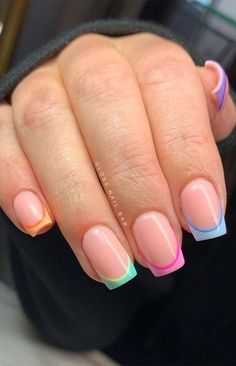 Nails Dip, Summer Gel Nails, Short Gel Nails, Simple Gel Nails, Summery Nails, Cute Gel Nails, Nails French