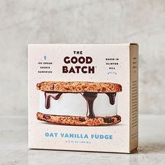 the good batch oat vanilla fudge is in front of a box on a table