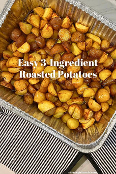 These easy Lipton onion roasted potatoes are insanely delicious! You'll only need three ingredients: potatoes, olive oil, and an envelope of Lipton onion soup mix. I used red potatoes, but you can use all-purpose potatoes as well. Serve this with steak, meatloaf, or any dinner meal you are serving. Bake in the oven for roasting or in the slow cooker/crockpot if you want them extra tender.

// lipton onion roasted potatoes // easy lipton potatoes // Oven Roasted Potatoes With Onion Soup, Easy Fried Potatoes And Onions Skillet, Roasted Small Red Potatoes Oven, Roasted Potatoes And Onions In Oven, Lipton Potatoes, Lipton Onion Soup Potatoes, Recipes With Roast, Red Potatoes In Oven, Crockpot Roasted Potatoes