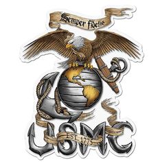 USMC Eagle Semper Fidelis DeCal-Military Republic Marine Corps Symbol, Marine Corps Tattoos, Usmc Tattoo, Eagle Globe Anchor, Marine Tattoo, Semper Fidelis, Reflective Decals, United States Marine, Us Marine Corps