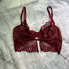 Nwts Red Lacey Bralet From Holiday 2019. Size Tagged Small Red Low-cut Party Bra, Red Fitted Bra For Parties, Red Party Bra, Red Underwire Bra For Night Out, Fitted Red Lace Bra, Lacey Bra, Love And Lemons, For Love And Lemons, For Love