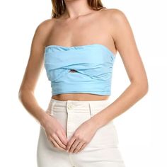 Nwts Smoke Free And Pet Free Home Twist Crop Top, White Crop Blouse, Twisted Top, Bardot Crop Top, Flowy Crop Top, Leather Bustier, Crop Top Designs, Top Strapless, Plaid Crop Top