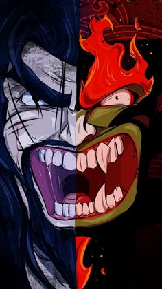 the two faces of joker and harley are depicted in this graphic art style photo combination