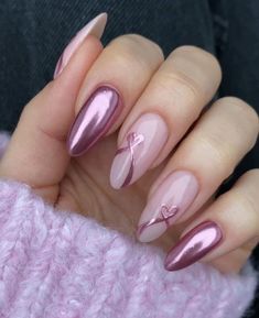 Pink Chrome Nails, Chrome Nail Art, Chrome Nails Designs, Metallic Nails, Nail Designs Spring, Classy Nails, Valentine's Day Nails