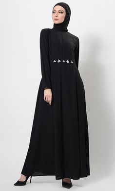 Hijab Set Black Abaya Dress Formal Modest Abaya For Fall, Modest Formal Abaya For Fall, Modest Maxi Length Abaya For Fall, Fall Modest Maxi Length Abaya, Fall Season Modest Maxi Length Abaya, Modest Fitted Black Abaya, Formal Maxi-length Abaya For Fall, Modest Abaya With Modesty Panel For Spring, Spring Modest Abaya With Modesty Panel