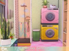 an image of a bathroom setting with washer and dryer