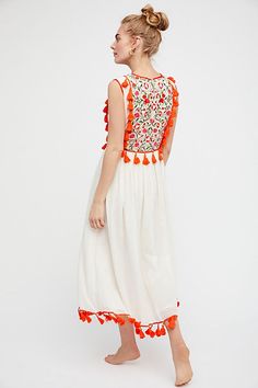 Women  Summer New Bohemian Flower Embroidered Fringe trimmed Vest Dress - Black,M Folk Style Embroidered Dress For Spring, Bohemian Sleeveless Embroidered Dress, Bohemian Sleeveless Dress With Embroidered Hem, Bohemian Spring Maxi Dress With Embroidered Hem, Spring Bohemian Maxi Dress With Embroidered Hem, White Embroidered Floral Maxi Dress, Spring Festival Maxi Dress With Floral Embroidery, White Embroidered Maxi Dress With Floral Print, Folk Style Summer Dresses With Tassels