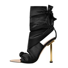 Pointy Open Toe High Heel Lace up Sandals Going Out Outfits Black Women, Cute Going Out Outfits, Gold Stilettos, Wrap Shoes, Handmade Sandals, Open Toe High Heels, Pu Heels, Drag Queens, Fashion Heels