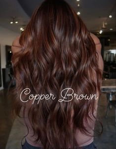 Cowboy Copper With Dark Roots, Copper On Brown Hair, Brown Hair With Reddish Highlights, Copper Chocolate Brown Hair, Cowboy Copper Highlights, Dark Copper Hair With Highlights, Brunette With Copper Highlights, Copper Brown Hair With Highlights, Copper Highlights On Dark Hair