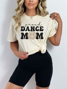 "This retro dance mom shirt is the perfect gift for your favorite Dance Mom! You will love wearing this trendy Comfort Colors dance mom t-shirt to dance competitions and recitals! ♡STYLE Say hello to your new favorite t-shirt! All of our shirts are made with the highest quality materials and are super soft and cozy! -Comfort Colors tees are made with the most expensive dyeing process, reducing shrinking up to 99% -The soft,high quality fabric feels and fits like a well-loved favorite! -High qual Dance Moms Shirts, Dance Mom Cups Personalized Tumblers, Dance Mom Era Svg, Dance Mom Competition Shirt, Dance Moms Shirts Ideas, White Casual Dance Top, White Casual Tops For Dance, Casual White Top For Dance, Stretch Letter Print Tops For Dance