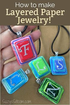 how to make layered paper jewelry with the letter f on it's front and back sides