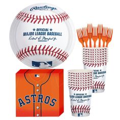 the official major league baseball and toothbrushes are on display with an orange box