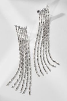 A statement-making must-have style that features cascading shimmering chains from CZ stones for added glamour, its lightweight design and fluid movement will add effortless elegance to any look. Fluid Movement, Modern Love, Effortless Elegance, Fine Jewellery Earrings, Fringe Earrings, Bride Bridal, Brass Color, Cz Stone, Jewelry Sales