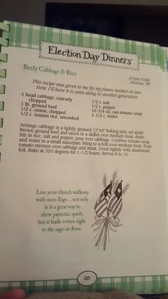 a recipe book is open to show information